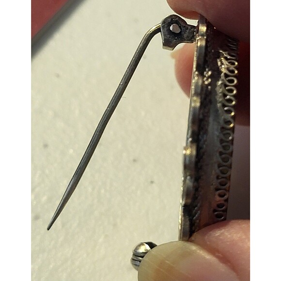 Unique Antique Vintage MICRO MOSAIC Brooch Pin Italian Hand Crafted Silver - Picture 8 of 12